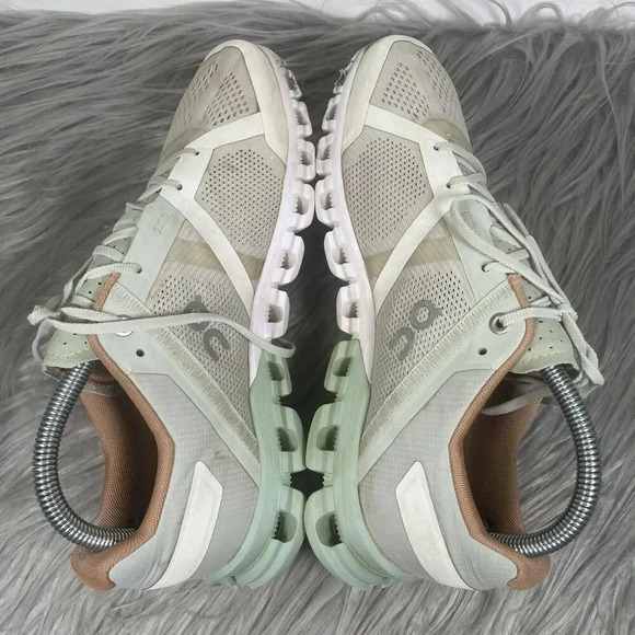 On Running Cloudflow Womens Size 9 Shoes White Green Athletic Running Sneakers - Picture 6 of 10